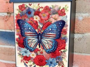 American Patriot Butterfly Design Colonial Mailbox Cover