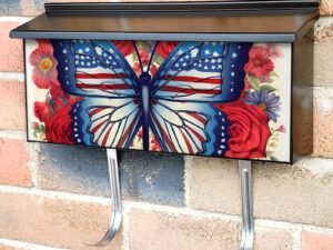 American Patriot Butterfly Design Townhouse Mailbox Cover