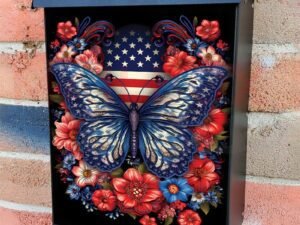 American Patriot Butterfly Design #2 Colonial Mailbox Cover