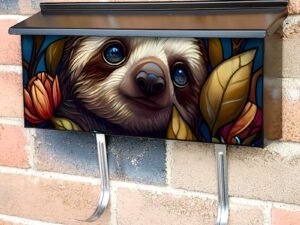 Stained Glass Cute Sloth Design Townhouse Mailbox Cover