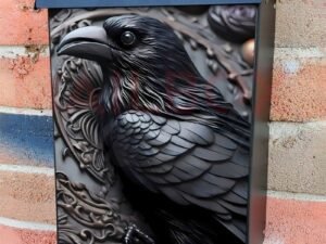 3D Effect Black Crow Colonial Mailbox Cover