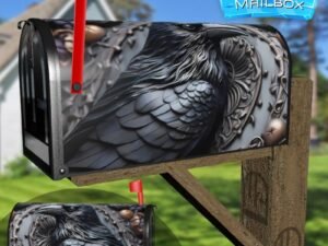 3D Effect Black Crow Decorative Rural Farm Mailbox Cover