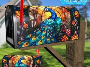 Stained Glass peacock Design Decorative Rural Farm Mailbox Cover