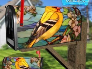 Stained Glass Canary Design Decorative Rural Farm Mailbox Cover