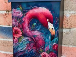 Beautiful Pink Flamingo Colonial Mailbox Cover