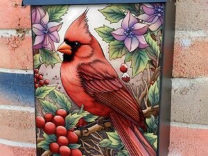 Beautiful Winter Cardinal Colonial Mailbox Cover