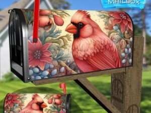 Beautiful Male Cardinal Decorative Rural Farm Mailbox Cover