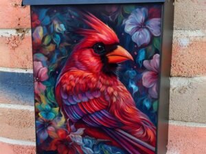 Cardinal and Flowers Colonial Mailbox Cover