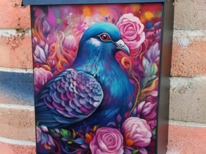 Beautiful Pigeon and Flowers Colonial Mailbox Cover