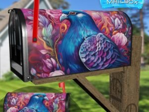 Beautiful Pigeon and Flowers Decorative Rural Farm Mailbox Cover