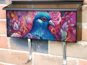 Beautiful Pigeon and Flowers Townhouse Mailbox Cover