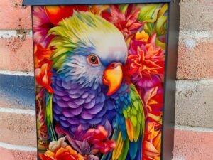 Birds of Paradise - Colorful Parrot Colonial Mailbox Cover