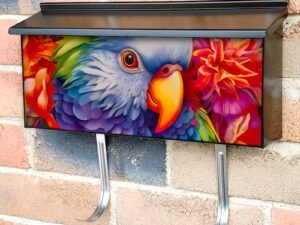 Birds of Paradise - Colorful Parrot Townhouse Mailbox Cover