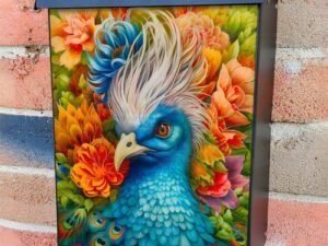 Birds of Paradise - Pretty Peacock Colonial Mailbox Cover