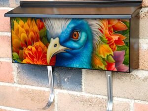 Birds of Paradise - Pretty Peacock Townhouse Mailbox Cover
