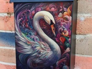 Gorgeous Swan and Flowers Colonial Mailbox Cover