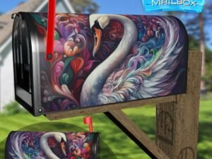 Gorgeous Swan and Flowers Decorative Rural Farm Mailbox Cover