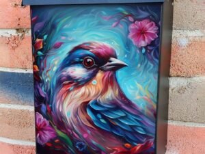 Pretty Sparrow and Flowers Colonial Mailbox Cover