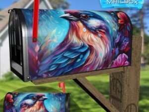 Pretty Sparrow and Flowers Decorative Rural Farm Mailbox Cover