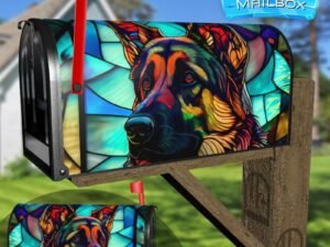 Stained Glass German Shepherd Design 2 Decorative Rural Farm Mailbox Cover