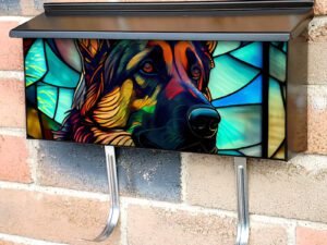Stained Glass German Shepherd Design 2 Townhouse Mailbox Cover