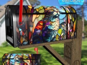 Stained Glass Kitten Design Decorative Rural Farm Mailbox Cover