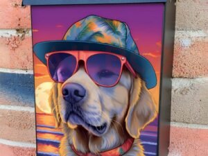 Summer Beach Boy Colonial Mailbox Cover