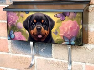 Rottweiler Puppy and Butterflies Townhouse Mailbox Cover