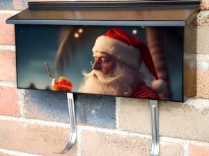 Santa on the Beach Townhouse Mailbox Cover