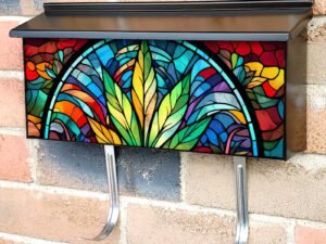 Stained Glass Marijuana Design Townhouse Mailbox Cover