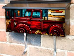 Stained Glass Barn Design Townhouse Mailbox Cover