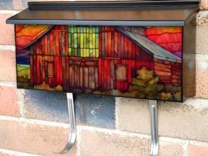 Stained Glass Barn Design #2 Townhouse Mailbox Cover