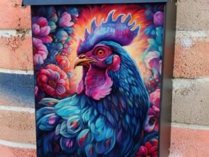 Beautiful Flower Rooster #2 Colonial Mailbox Cover