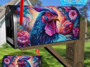 Beautiful Flower Rooster #2 Decorative Rural Farm Mailbox Cover