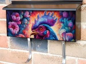 Beautiful Flower Rooster #2 Townhouse Mailbox Cover