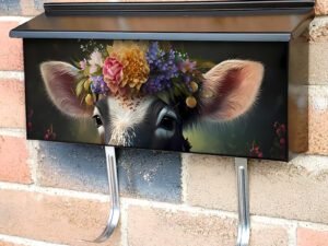 Cute Calf  with Flowers Townhouse Mailbox Cover