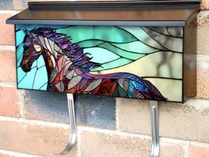 Stained Glass Horse Design #1 Townhouse Mailbox Cover