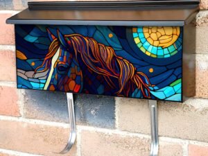 Stained Glass Horse Design #2 Townhouse Mailbox Cover
