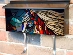 Stained Glass Horse Design #3 Townhouse Mailbox Cover