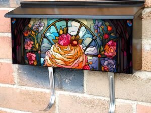 Stained Glass Cupcake Design Townhouse Mailbox Cover