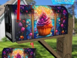 Stained Glass Cupcake Design #2 Decorative Rural Farm Mailbox Cover