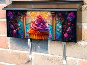 Stained Glass Cupcake Design #2 Townhouse Mailbox Cover