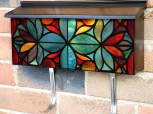 Abstract Stained Glass Design Townhouse Mailbox Cover