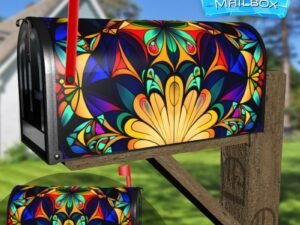 Abstract Stained Glass Design #2 Decorative Rural Farm Mailbox Cover