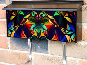 Abstract Stained Glass Design #2 Townhouse Mailbox Cover