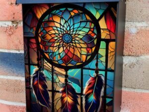 Stained Glass Dreamcatcher Design Colonial Mailbox Cover