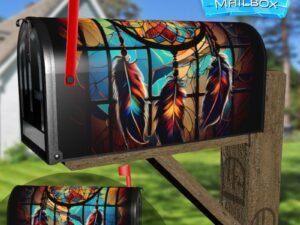Stained Glass Dreamcatcher Design Decorative Rural Farm Mailbox Cover