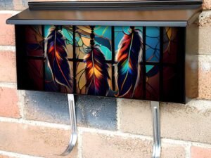 Stained Glass Dreamcatcher Design Townhouse Mailbox Cover