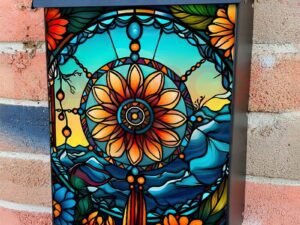 Stained Glass Dreamcatcher Design #2 Colonial Mailbox Cover