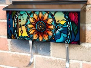 Stained Glass Dreamcatcher Design #2 Townhouse Mailbox Cover